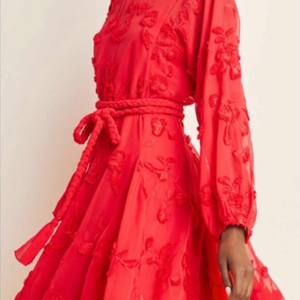 Anthropologie x Mare Mare Amal Textured Mini Dress Size Medium RED